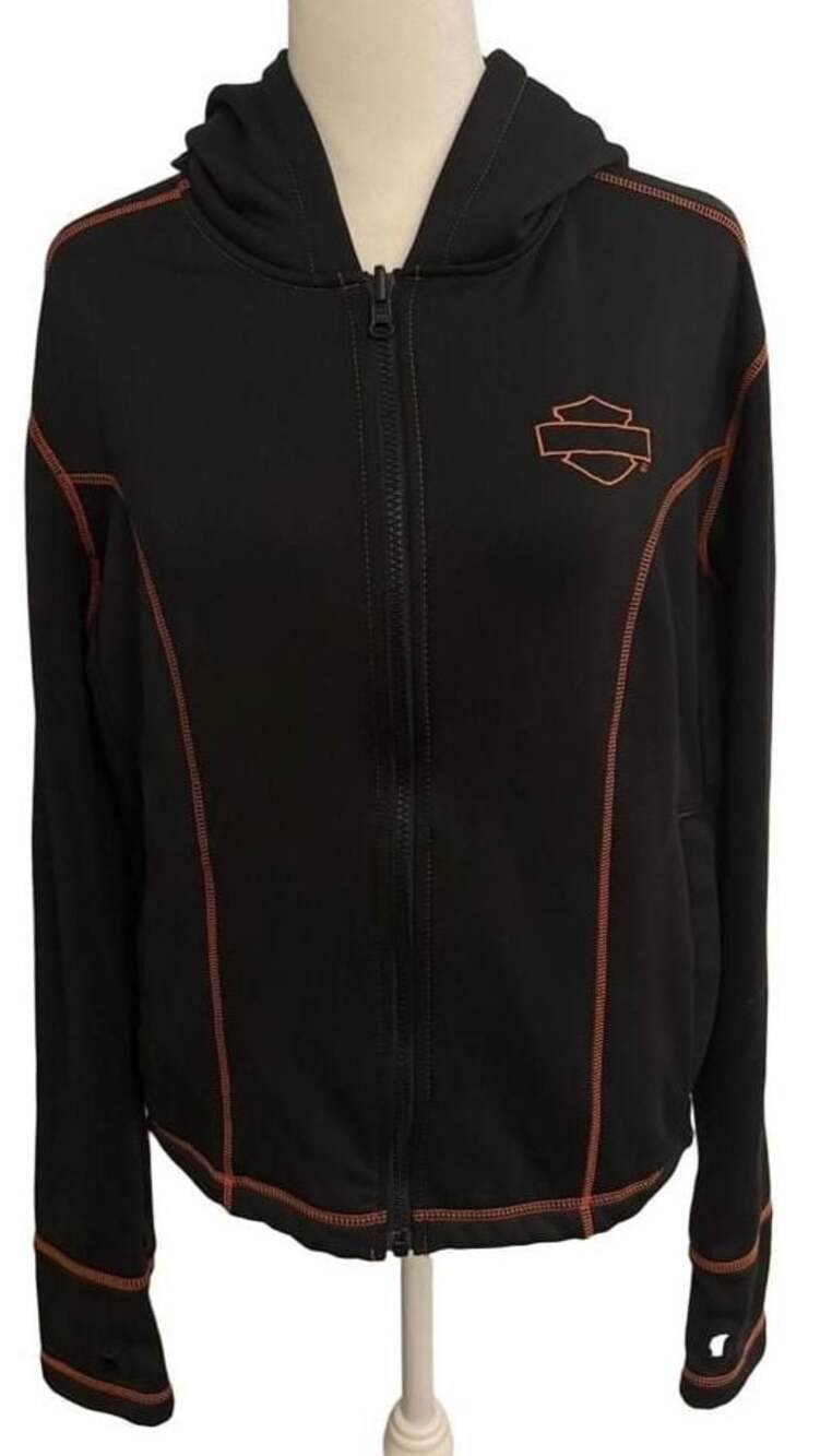 Harley-Davidson Moxie Hoodie Liner Women Performance Slim Zip Black Orange M